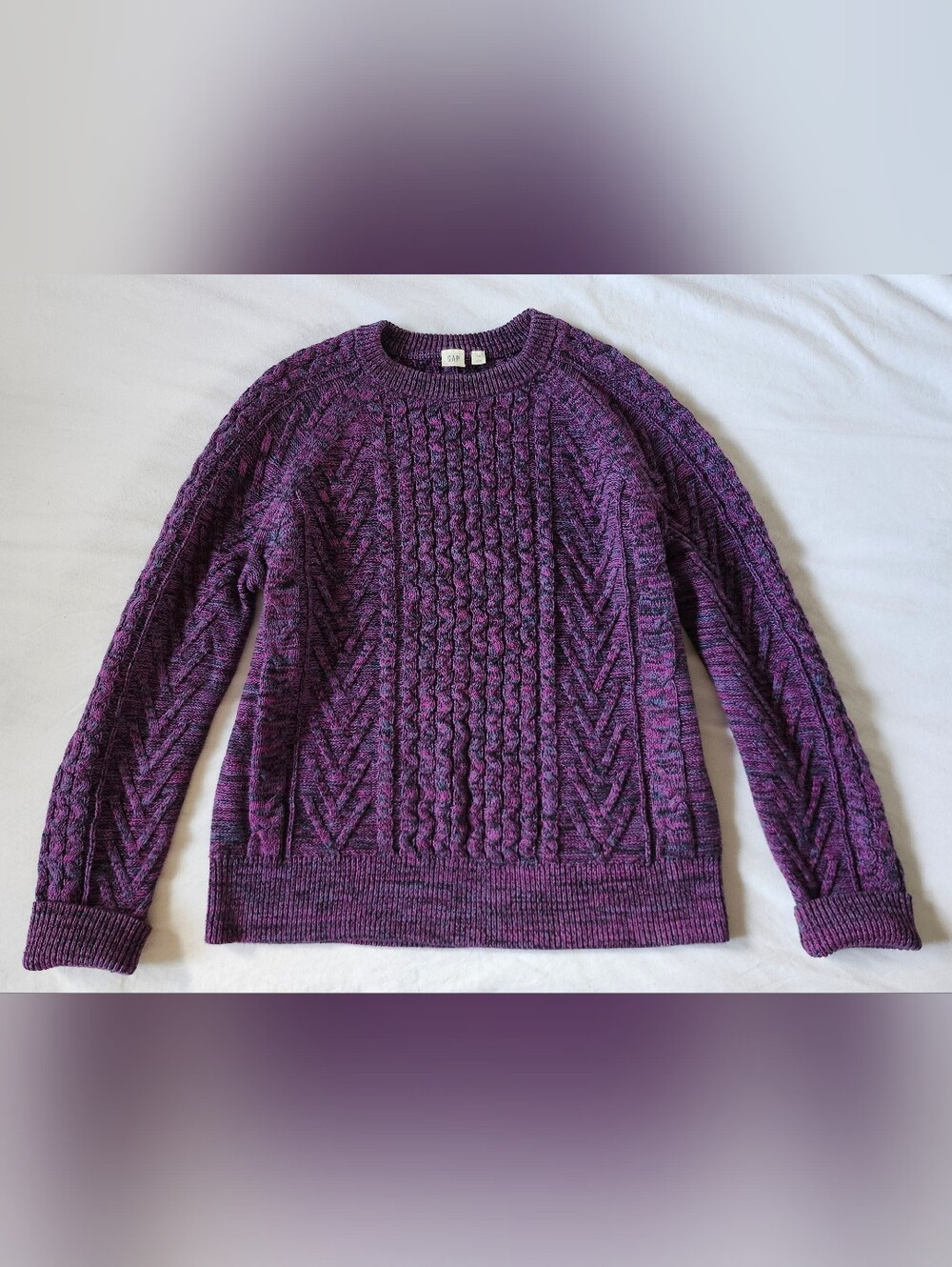 GAP 100% Cotton Purple Cable Knit Sweater